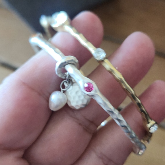 Neiman Marcus LOOK OF IPPOLITA 2 bangles Swarovski 18k overlay 1 white 1 yellow - Picture 10 of 16